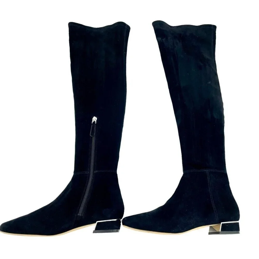 Tory Burch Gigi Black Suede Leather Stretch Over the Knee Boots 6 New $628